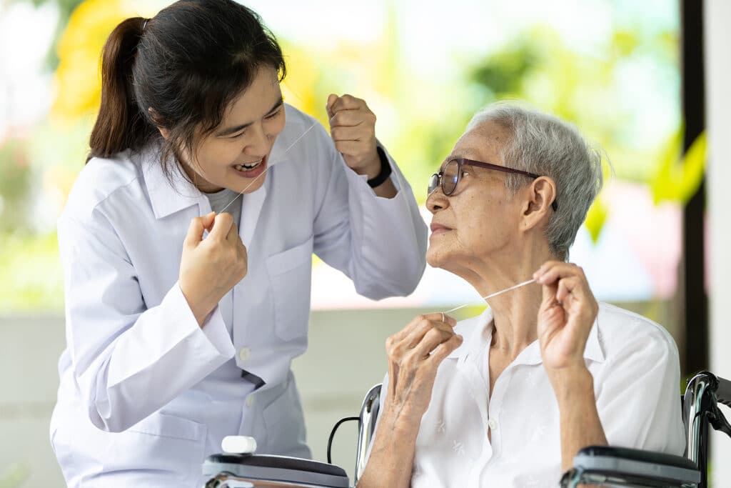 Personal care at home can help seniors stay up on their oral health.